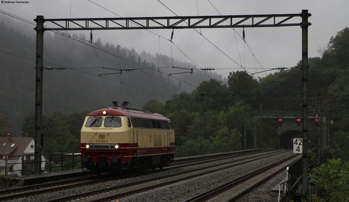 218 105-5 als Tfzf 72090 (Frankfurt Griesheim-Triberg) in Hornberg 12.9.14