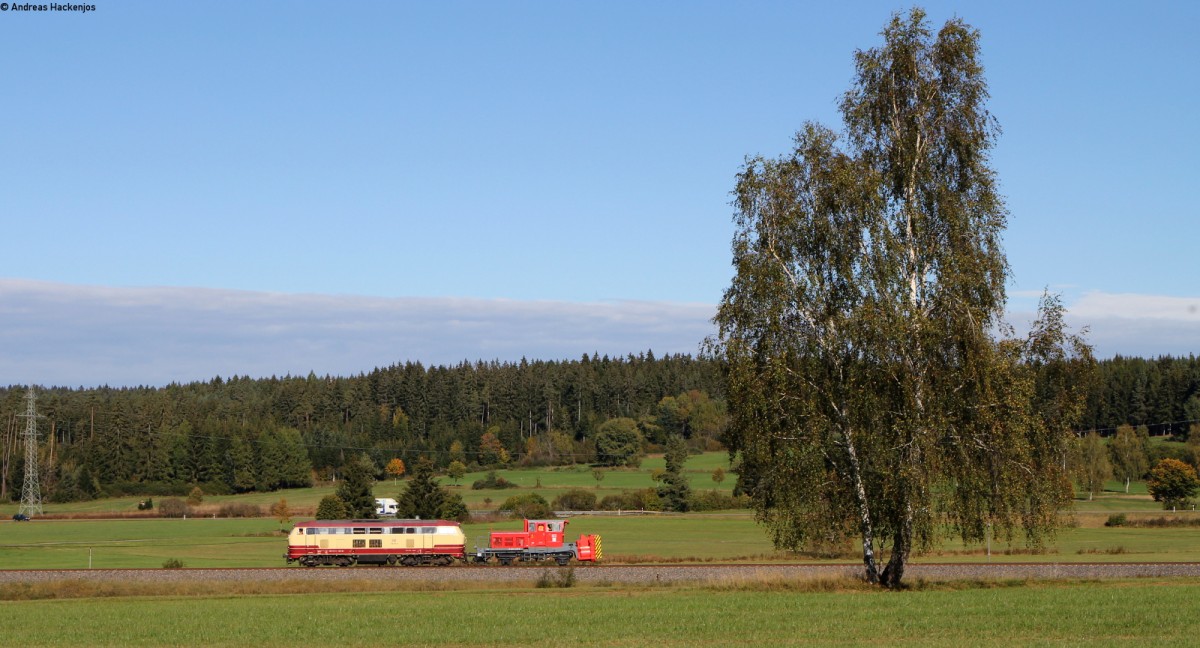 218 105-5 mit dem RbZ 26998 (Villingen(Schwarzw)-Seebrugg)bei Rötenbach 9.10.14