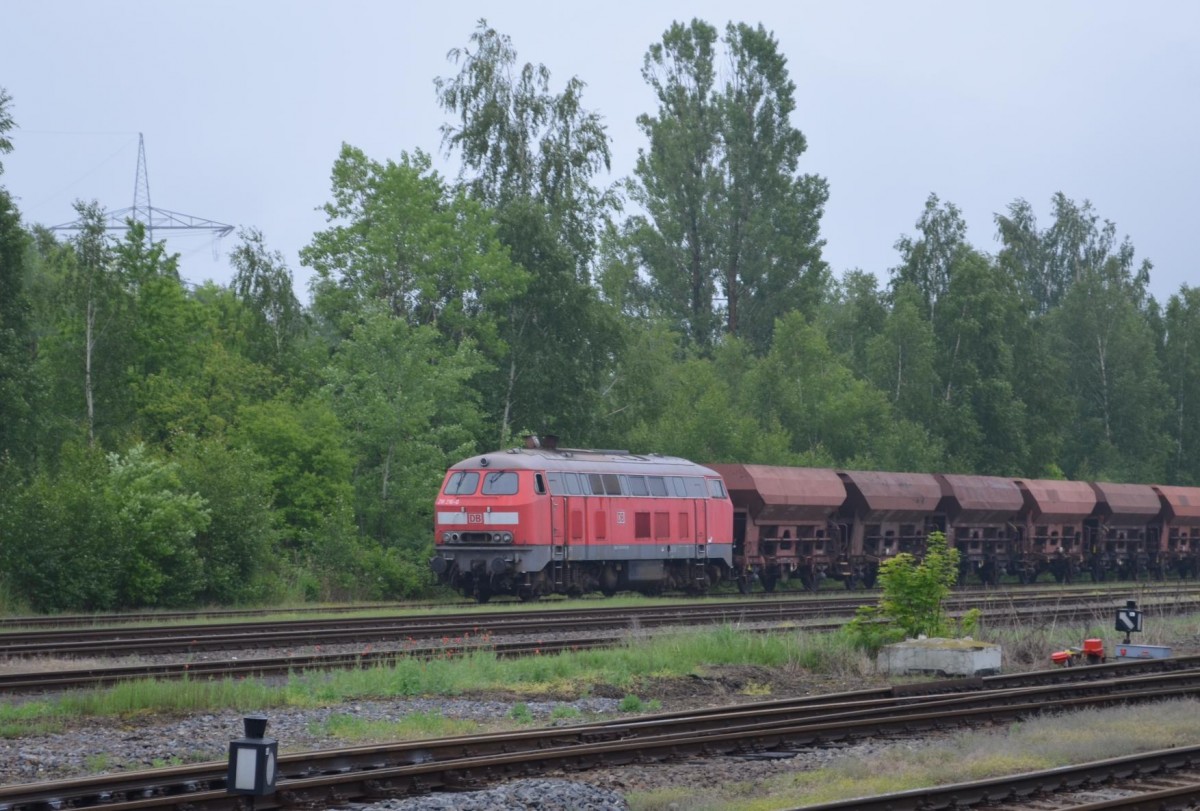 218 216-0 steht in Espenhain (bei Leipzig)und wartet auf ihre Verschrottung 30.05.2013