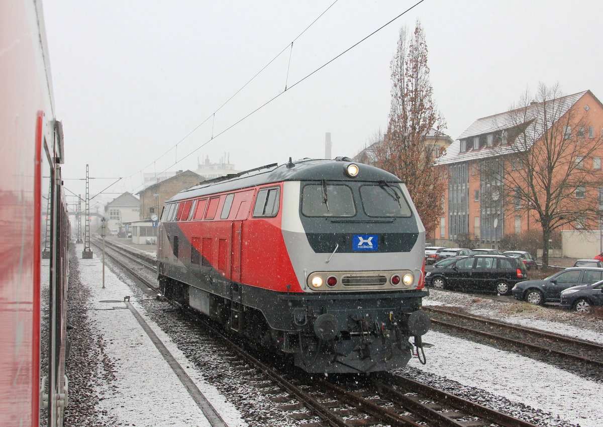 218 256 beim Rangieren im Bahnhof Schwäbisch Hall-Hessental am 07.03.2016. 