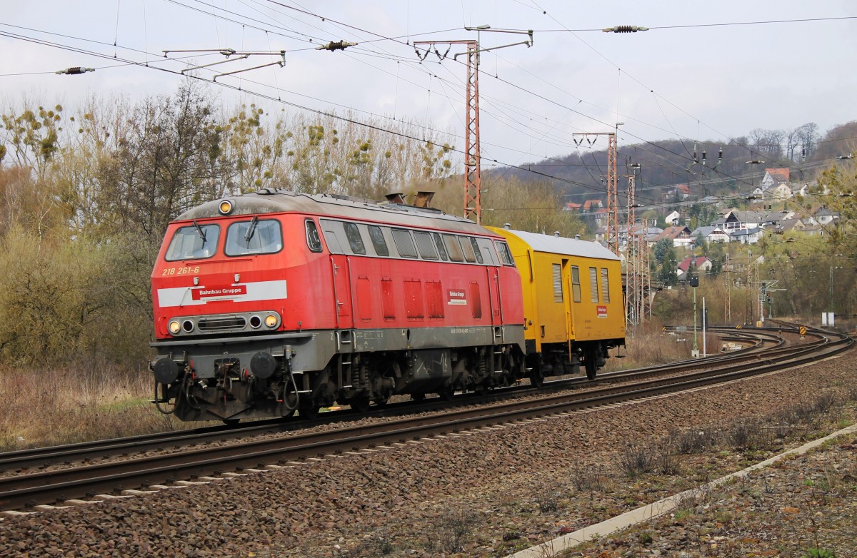 218 261-6 der Bahnbau Gruppe in Kreiensen am Km 70,0 der NSS - 23.03.2014