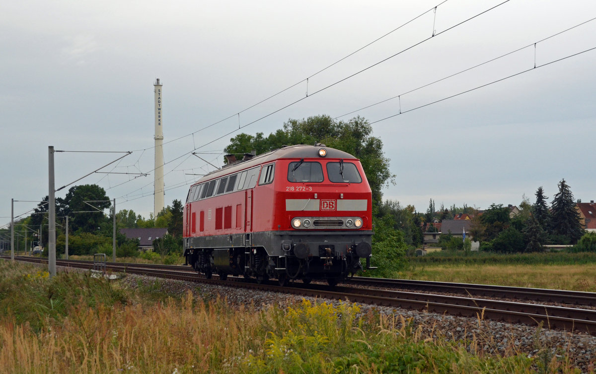 218 272 rollte am 17.08.19 Lz durch Jeßnitz Richtung Dessau.