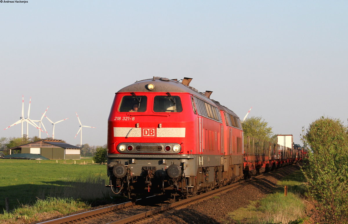 218 321-8 und 218 340-8 mit dem AS 1407 (Westerland(Sylt)-Niebüll) bei Niebüll 9.5.16
