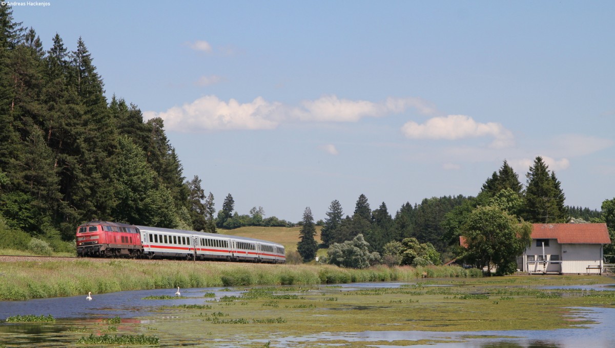 218 326-7 mit dem IC 2085  Nebelhorn  (Augsburg Hbf-Oberstdorf) bei Ruderatshofen 22.6.14