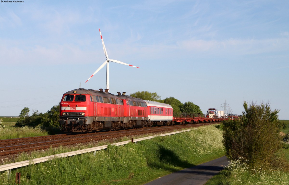 218 342-4 und 218 314-3 mit dem AS 1409 (Westerland(Sylt)-Niebüll) bei Klanxbüll 5.6.15
