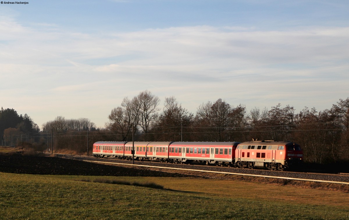 218 343-2 mit dem IRE 3213 (Neustadt(Schwarzw)-Ulm Hbf) bei Neudingen 27.12.15