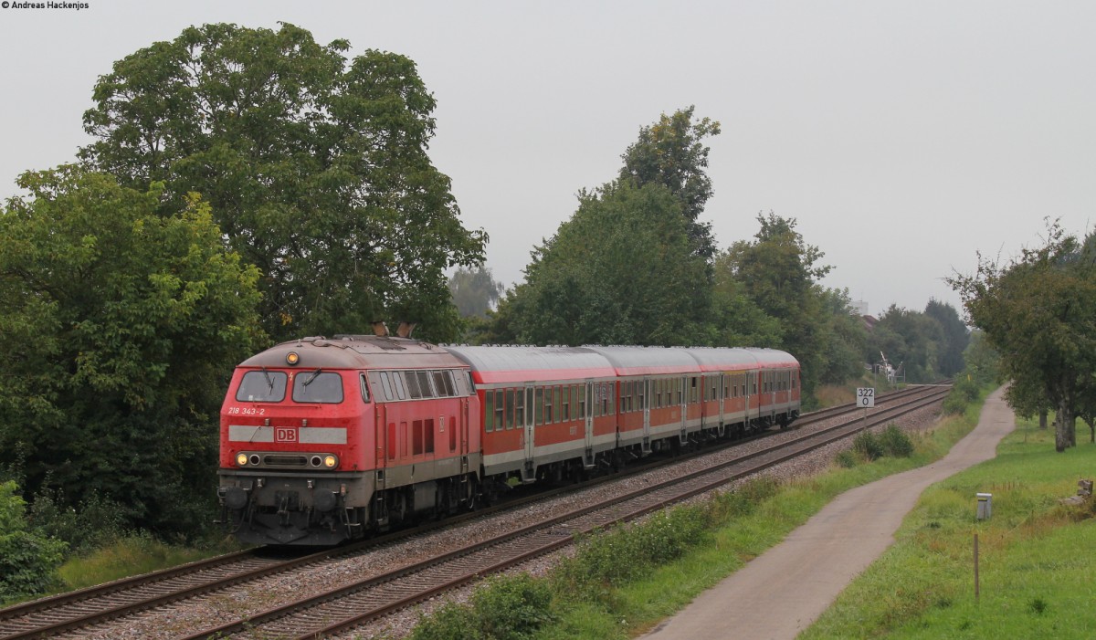 218 343-2 mit dem RE 20719 (Basel Bad Bf-Erzingen(Baden)) bei Dogern 24.9.13