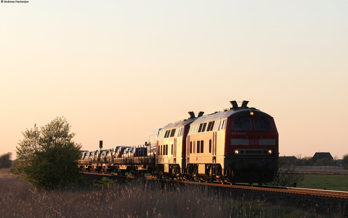 218 344-0 und 218 314-3 mit dem AS 1459 (Westerland(Sylt)-Niebüll) bei Emmelsbüll 8.5.165