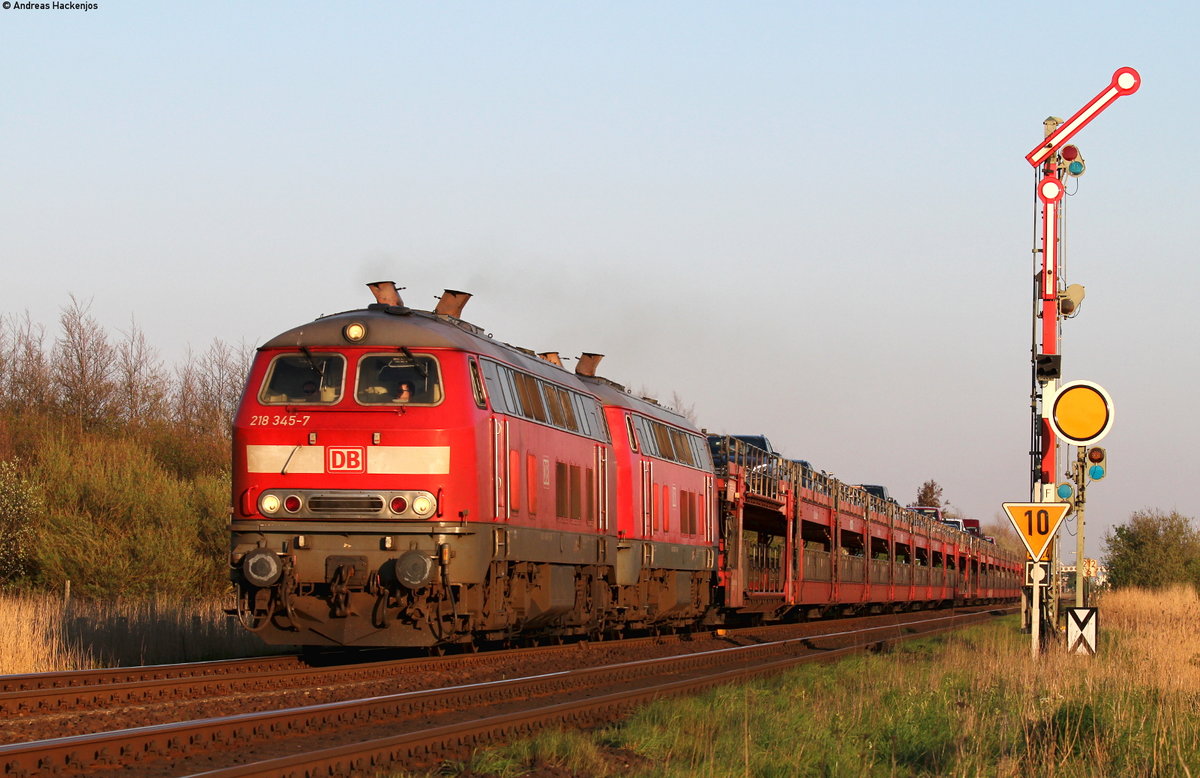 218 345-7 und 218 366-3 mit dem AS 1456 (Niebüll-Westerland(Sylt)) bei Klanxbüll 8.5.16