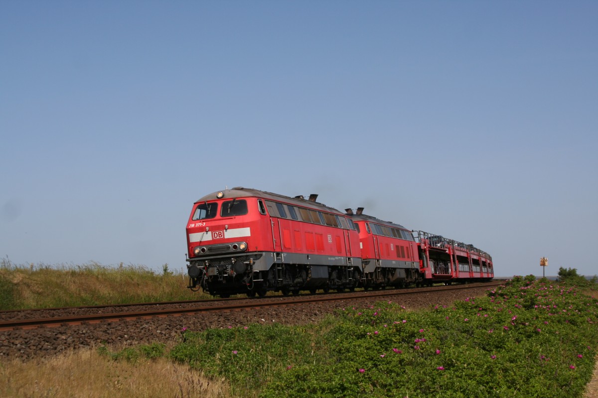 218 371-3 + 218 376-2 beim Hindenburgdamm 31.05.2008