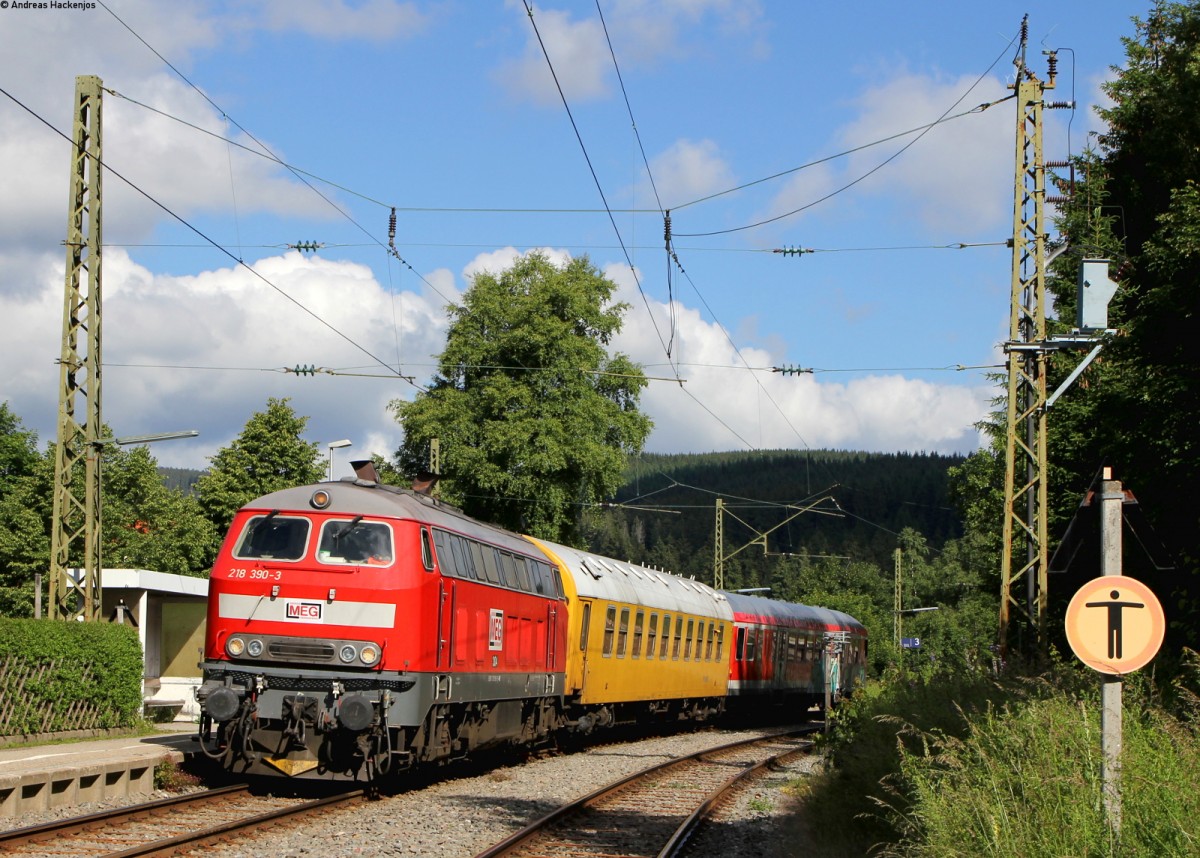 218 390-3 mit dem Mess NbZ *****(Freiburg(Brsg)Hbf-Seebrugg) in Aha 24.6.15