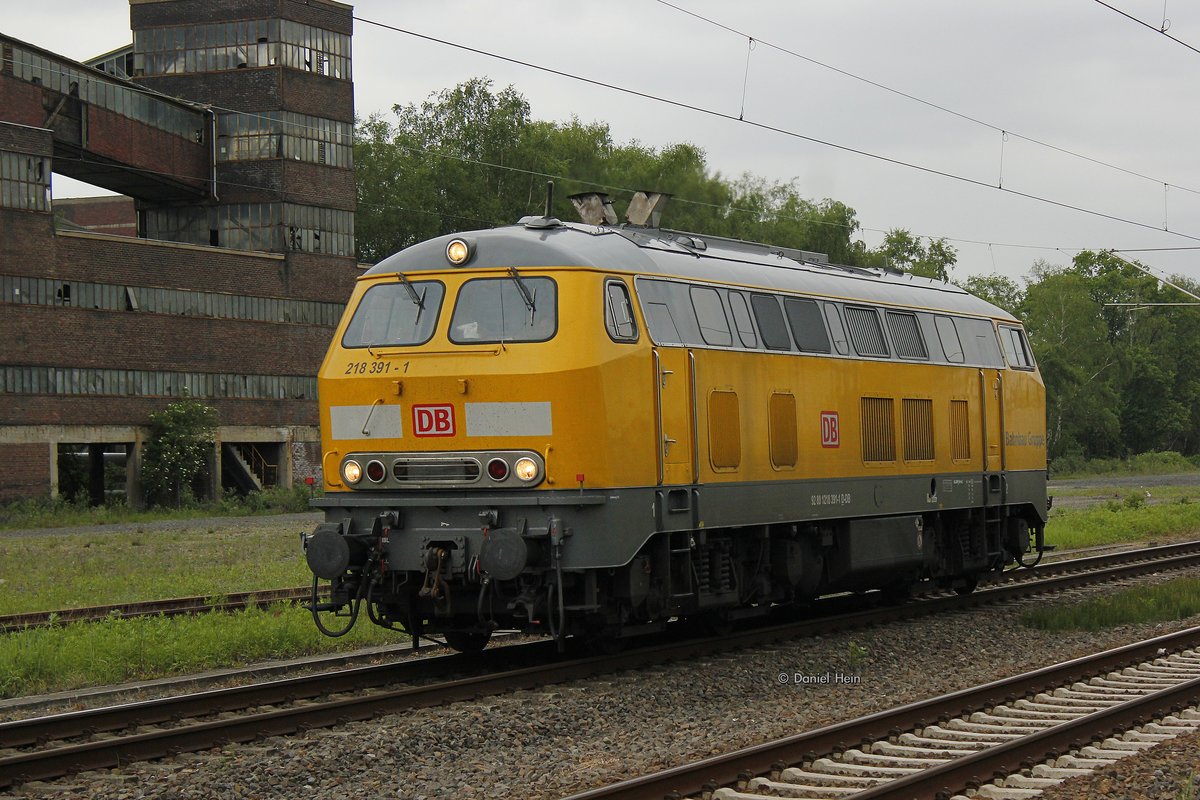 218 391-1 Bahnbau Gruppe in Herten Westerholt, am 20.05.2016.