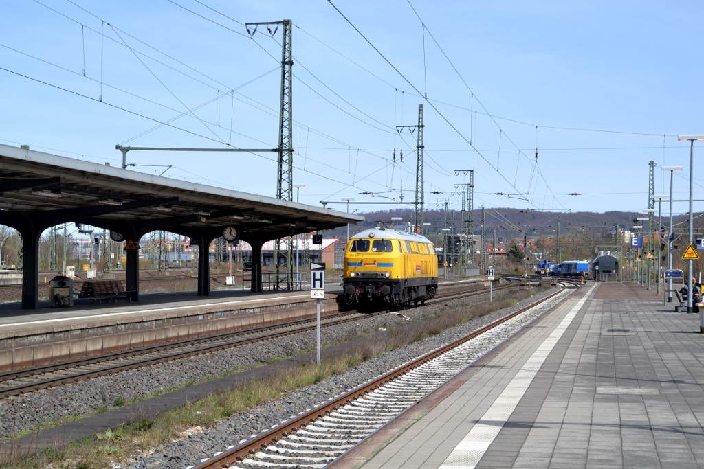 218 391 als Tfzf ( K ) 93398 Bremen Sebaldsbrück - Augsburg Rbf ( Sdl. ) am 13.04.2015 in Göttingen