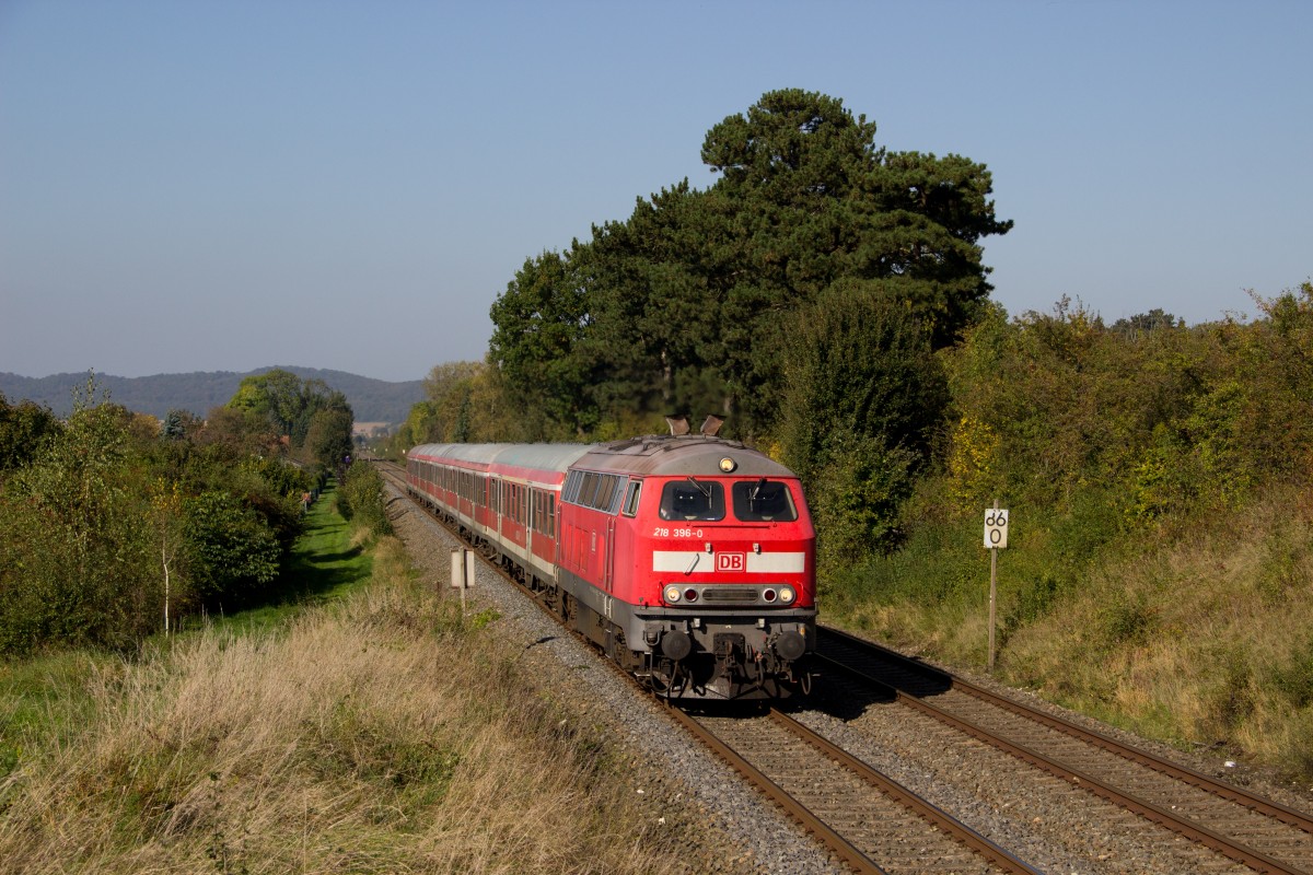 218 396-0 mit dem RE 14069 (Hannover Hbf - Bad Harzburg) in Dörnten am 04.10.14