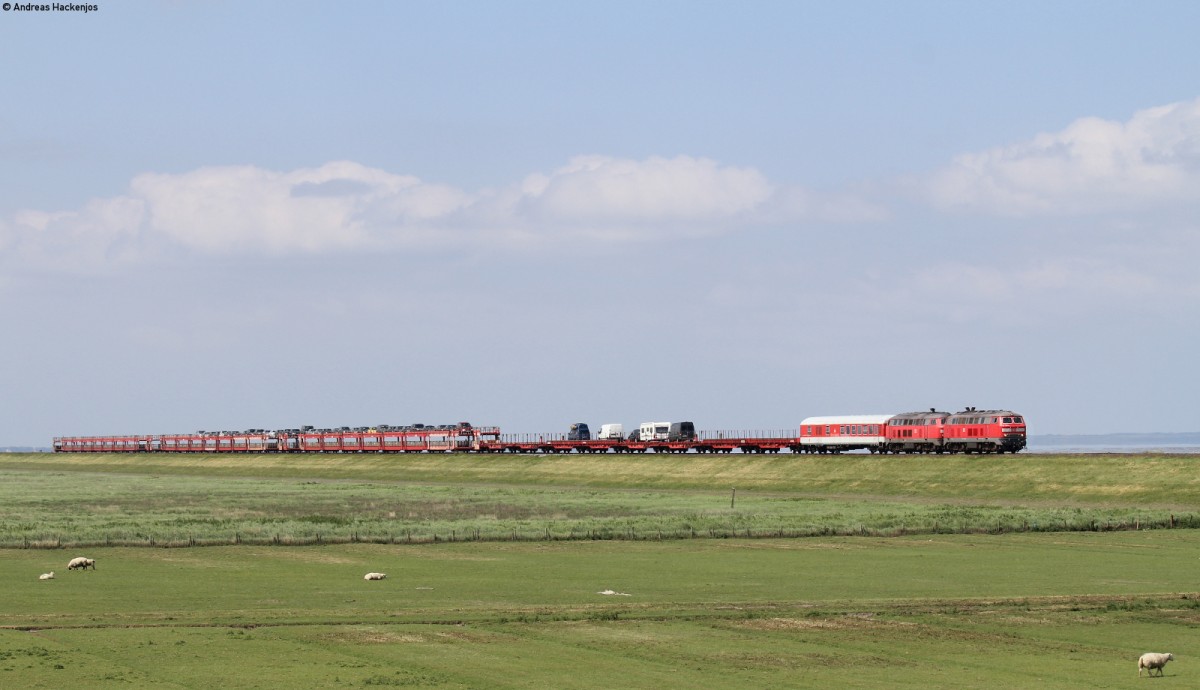 218 397-8 und  218 315-0 mit dem AS 1429 (Westerland(Sylt)-Niebüll) bei Klanxbüll 29.5.14