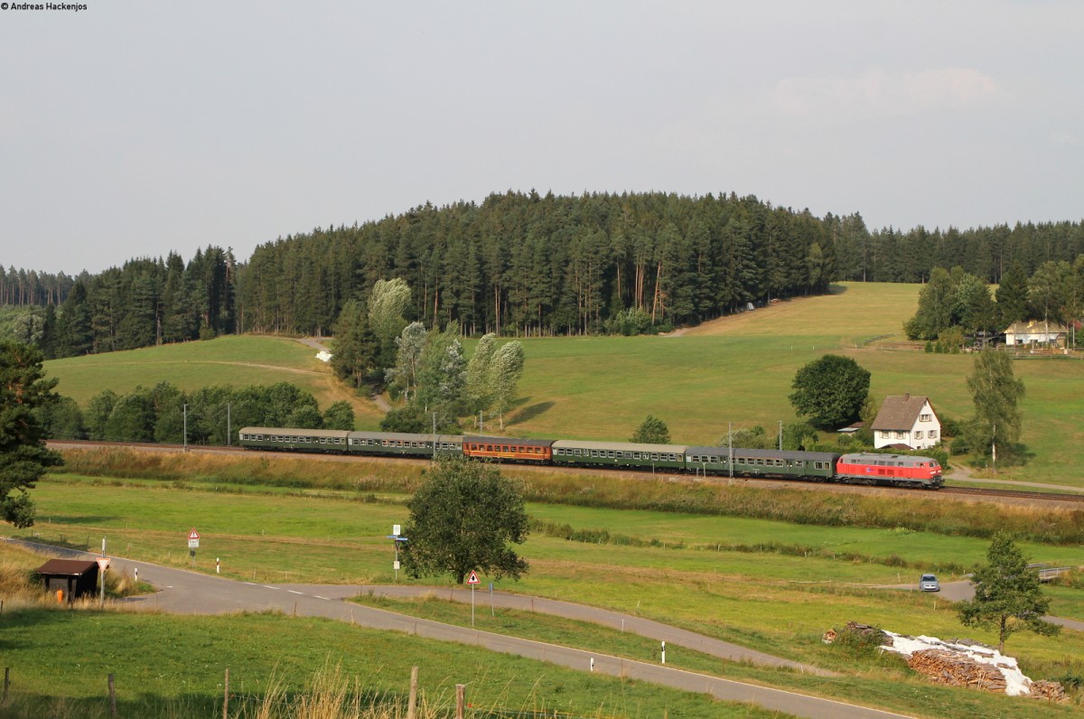 218 399-4 mit dem DPE 87643 (Hausach - Rottweil) bei Stockburg 9.8.15