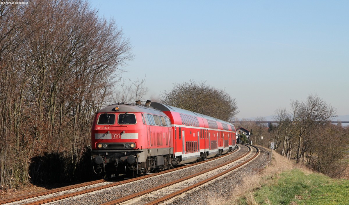 218 412-5 mit dem RE 12049 (Worms Hbf-Mainz Hbf) bei Pfeddersheim 24.2.14