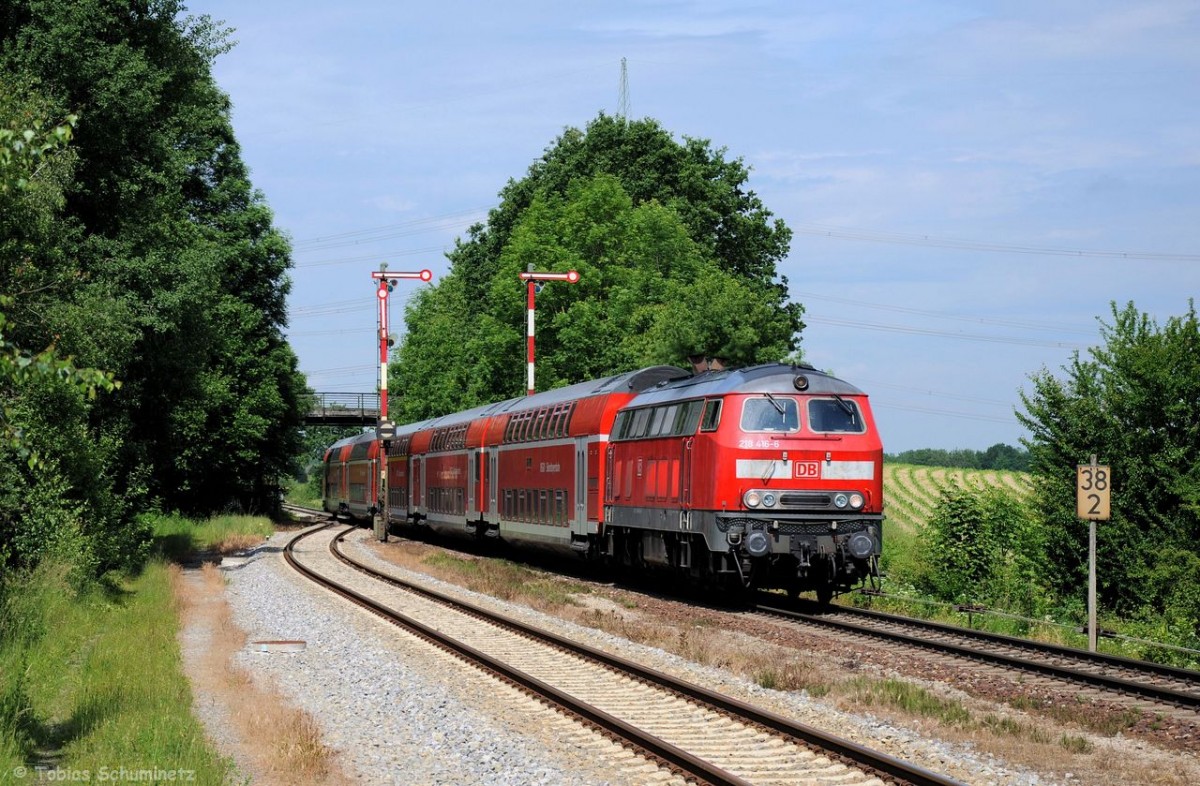218 416 (92 80 1218 416-6 D-DB) mit RB27035 am 15.06.2013 in Thann-Matzbach