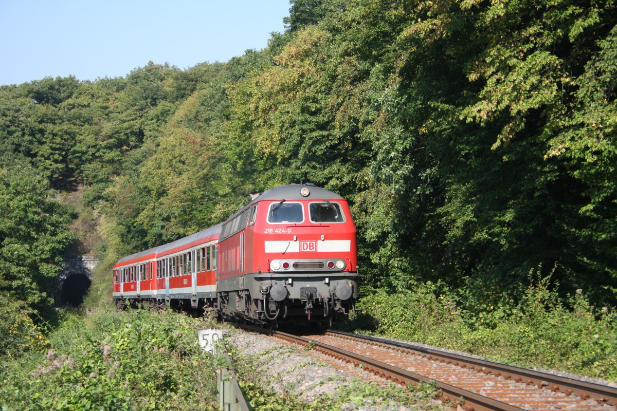 218 424-0 beim Talberg-Tunnel 08.09.2009