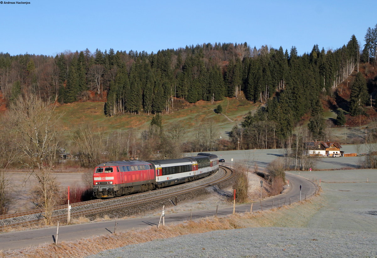 218 424-0 mit dem EC 191 (Basel SBB-München Hbf) bei Bühl 29.12.19