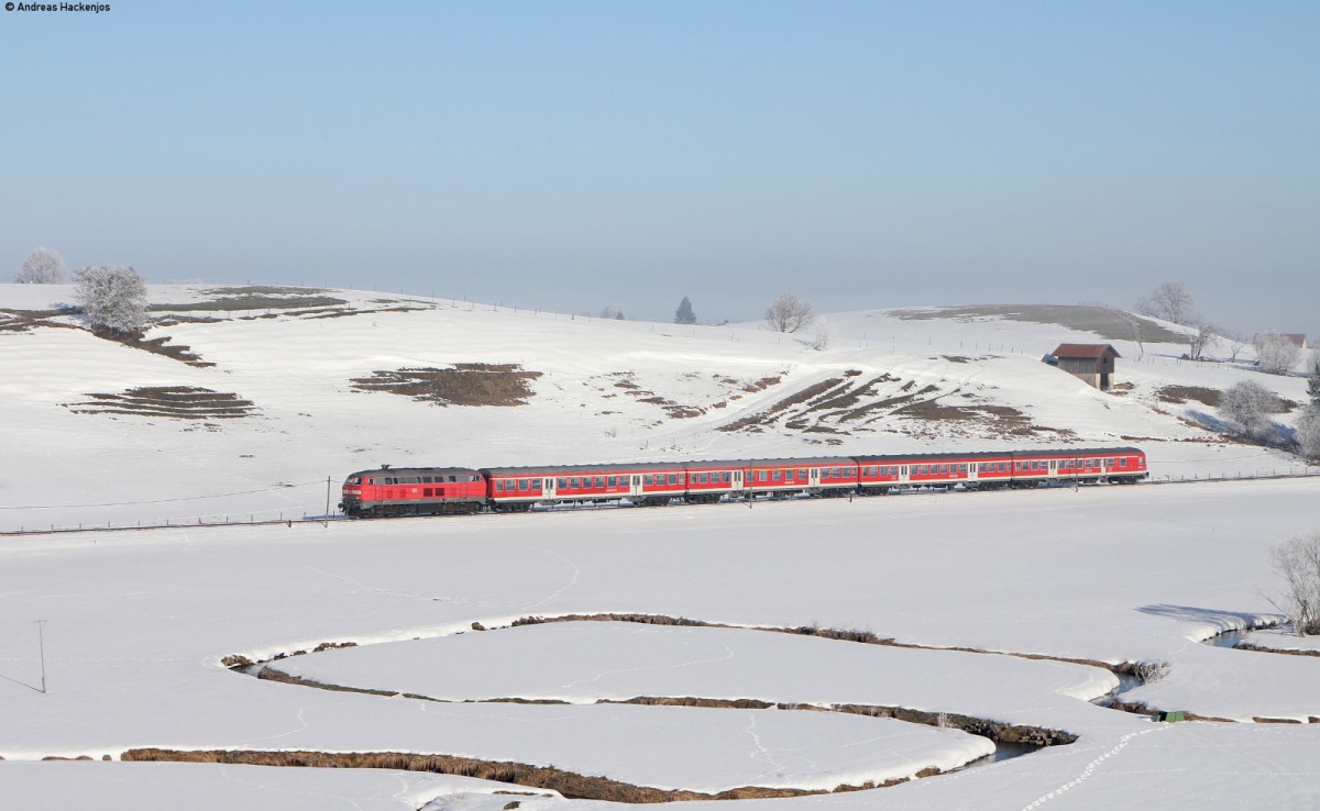 218 424-0 mit dem RB 57341 (Füssen-Augsburg Hbf) bei Lengenwang 19.2.15