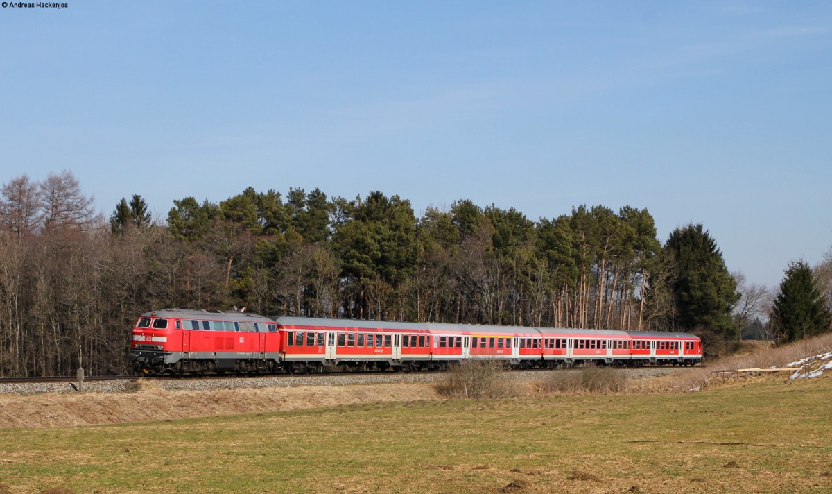 218 425-7 mit dem RE 57410 (München Hbf-Memmingen) bei Stetten 10.3.15