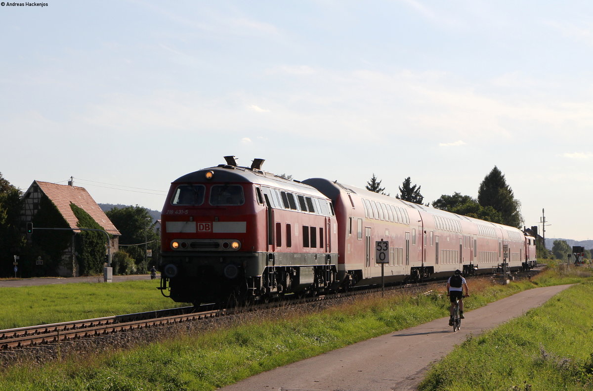 218 431-5 und 111 131-9 mit dem DbZ ***** (Horb?-Stuttgart Hbf) bei Kilchberg 22.8.17