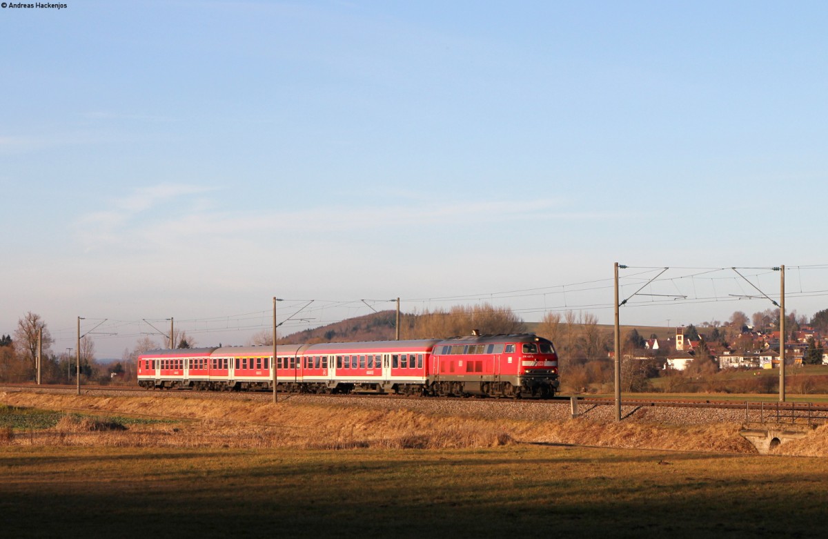 218 431-5 mit dem IRE 3215 (Neustadt(Schwarzw)-Ulm Hbf) bei Pfohren 26.12.15