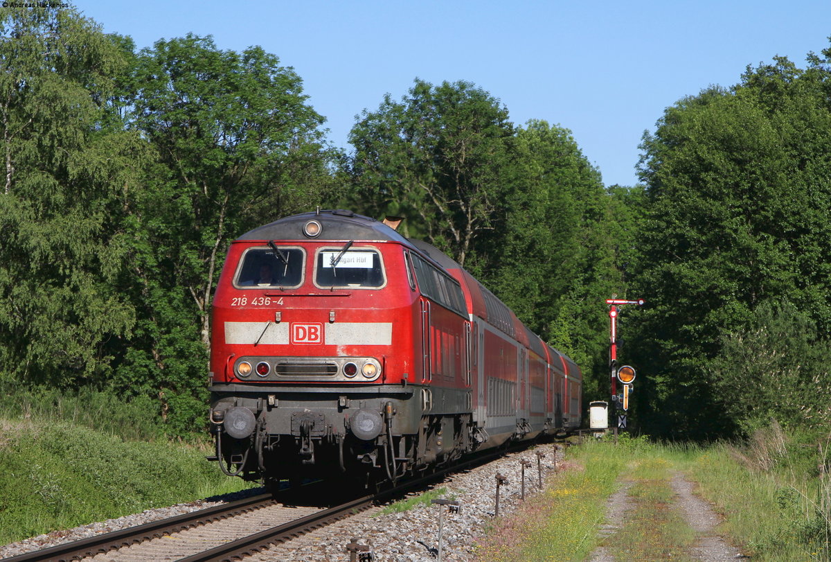 218 436-4 mit dem IRE 4234 (Lindau Hbf-Stuttgart Hbf) bei Enzisweier 27.5.17