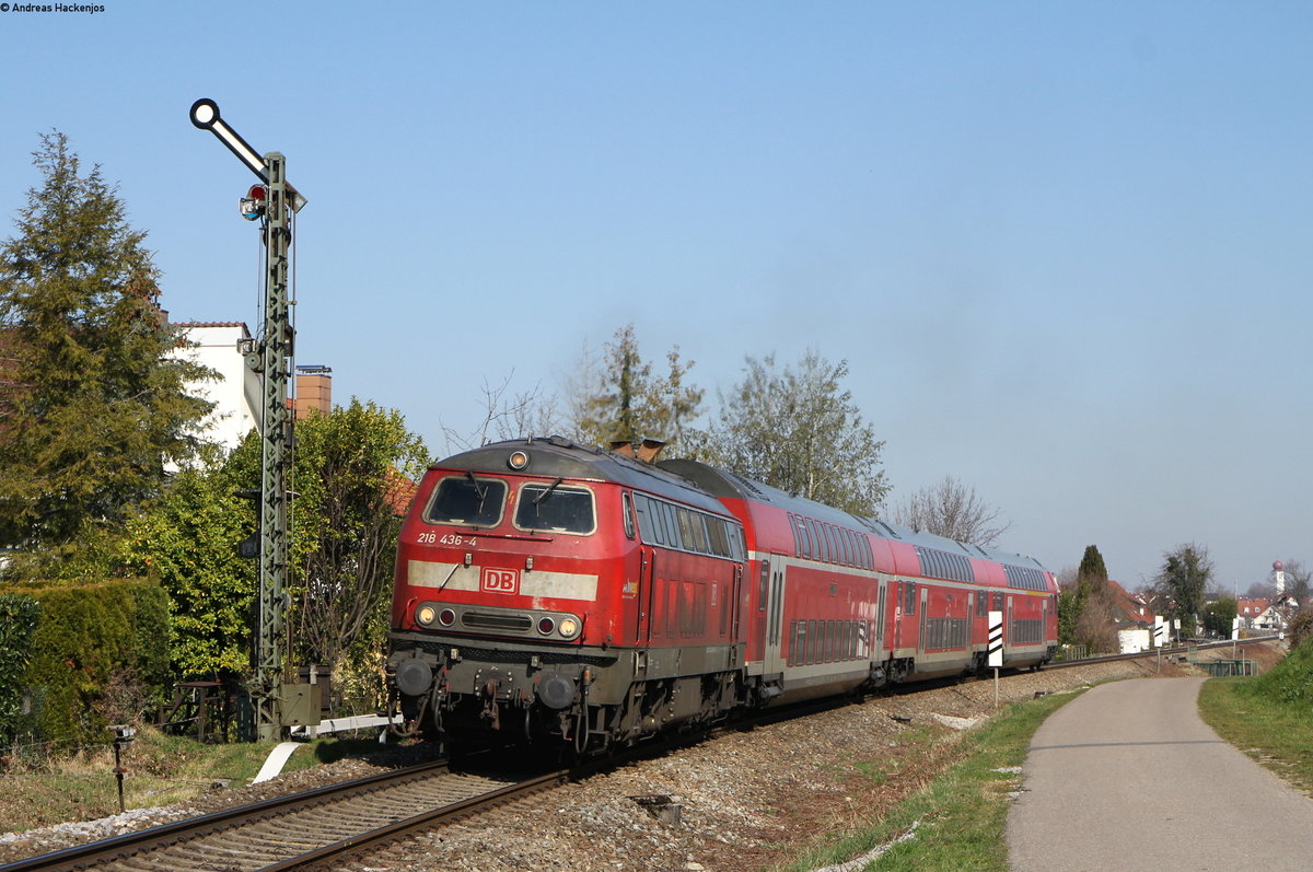 218 436-4 mit dem RE 3227 (Aulendorf-Lindau Hbf) bei Nonnenhorn 30.3.19