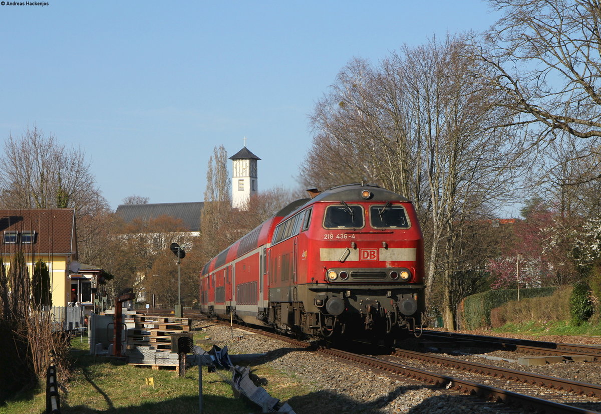 218 436-4 mit dem RE 22569 (Aulendorf-Lindau Hbf) bei Lindau Aeschach 30.3.19