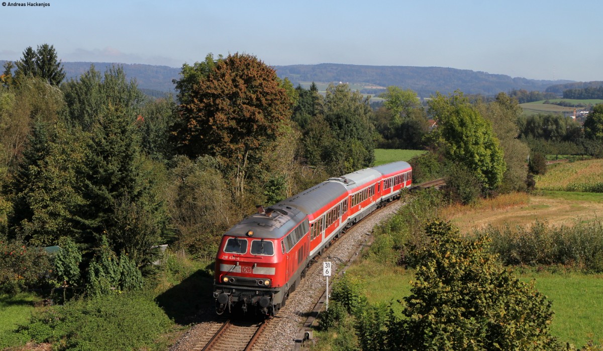 218 436-4 mit dem RE 28636 (Lindau Hbf-Radolfzell) bei Salem 27.9.14