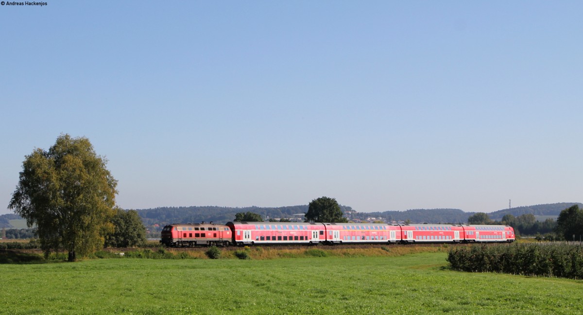 218 438-0 mit dem IRE 4228 (Lindau Hbf-Stuttgart Hbf) bei Gohren 27.9.14