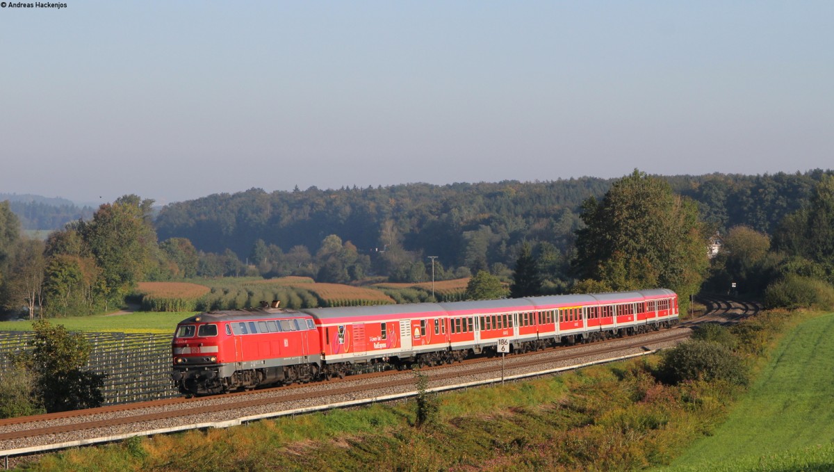 218 443-0 mit dem IRE 4221 (Stuttgart Hbf-Lindau Hbf) bei Lohner 27.9.14