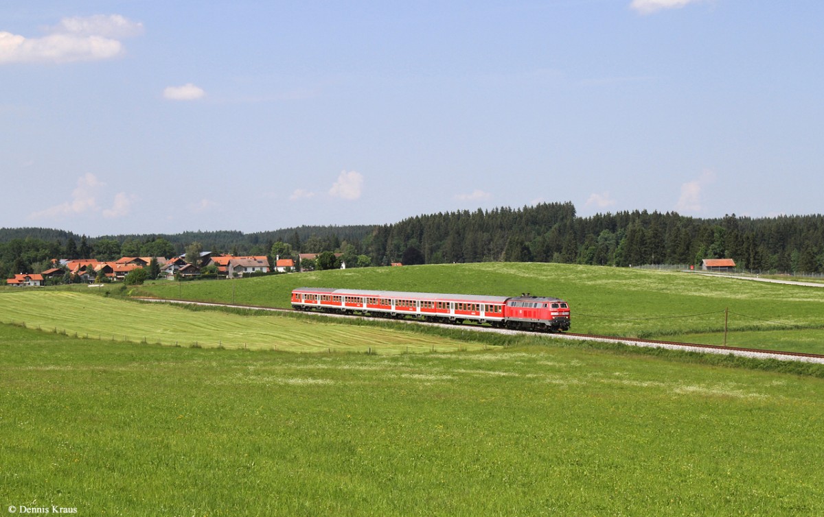 218 446 mit RE 57510 am 12.06.2015 bei Balteratsried