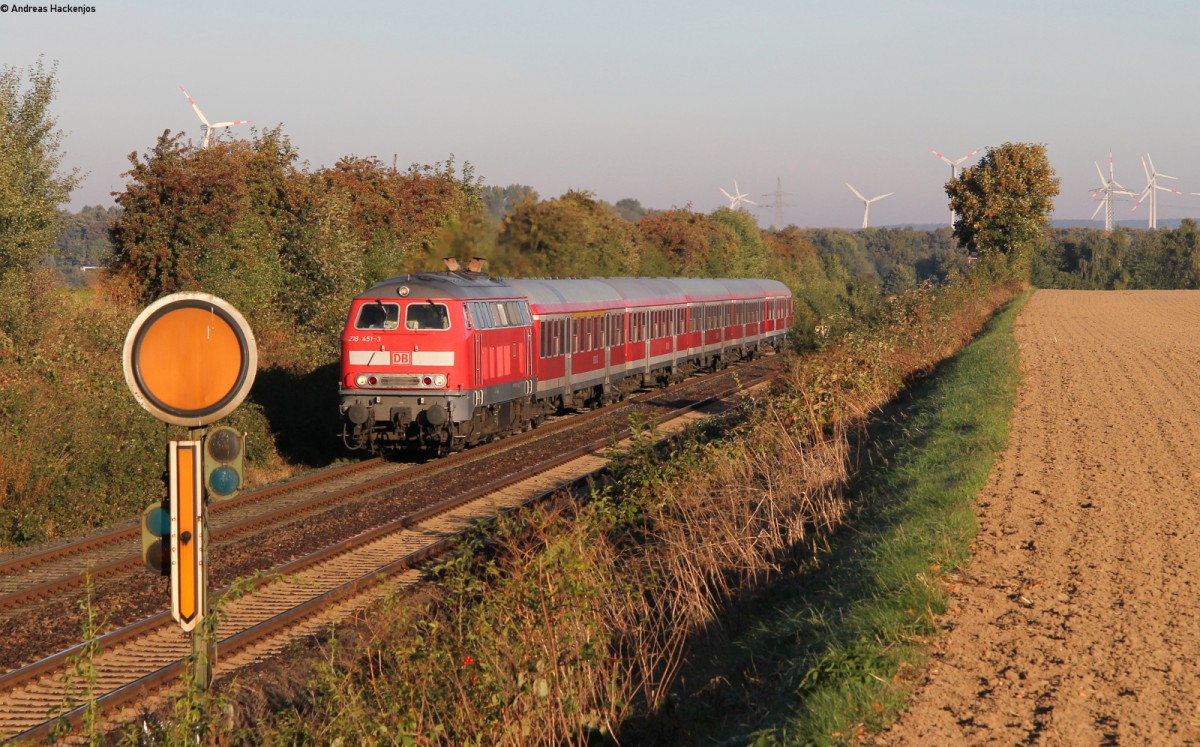 218 451-3 mit dem RE 14063 (Hannover Hbf-Bad Harzburg) bei Salzgitter-Gitter 3.10.13