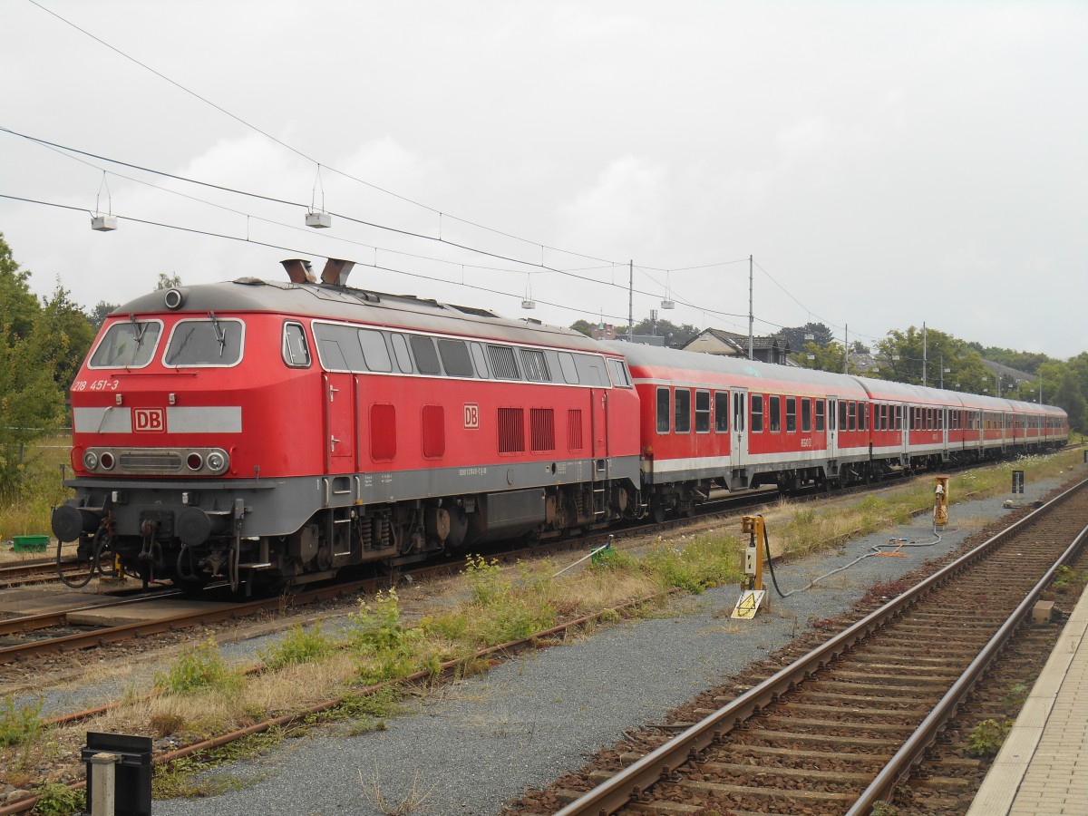 218 451 auf dem Abstellgleis in Goslar. 5.8.2014