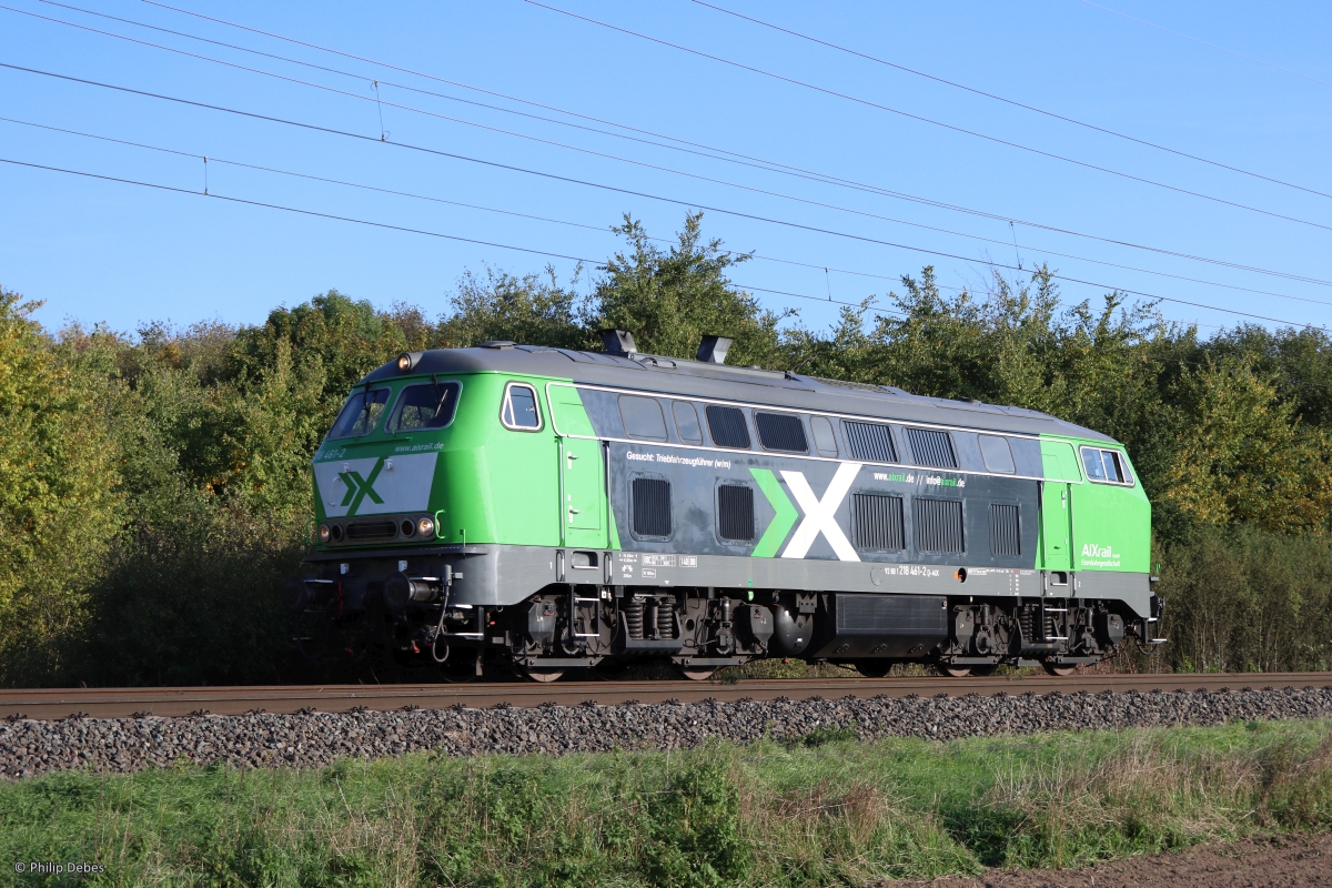 218 461-2 (Aixrail) in Ratingen Lintorf, 11. Oktober 2022