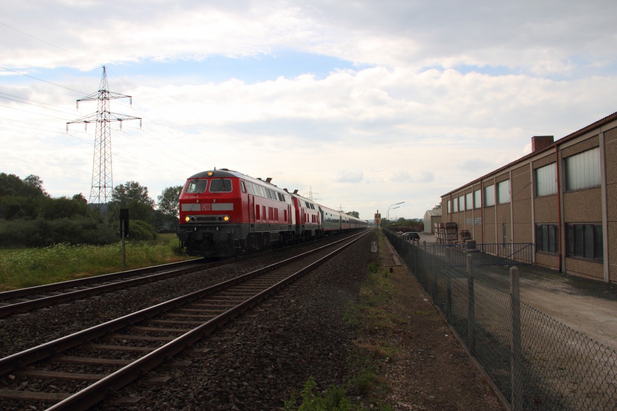 218 464-6 DB 218 491-9 DB mit einem BTE SDZ bei Burgkunstadt am 28.06.2013.
