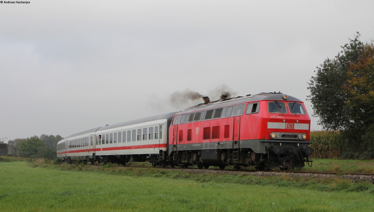 218 466-1 mit dem RE 27005 (Mühldorf-Passau Hbf) bei Hörbering 4.10.14