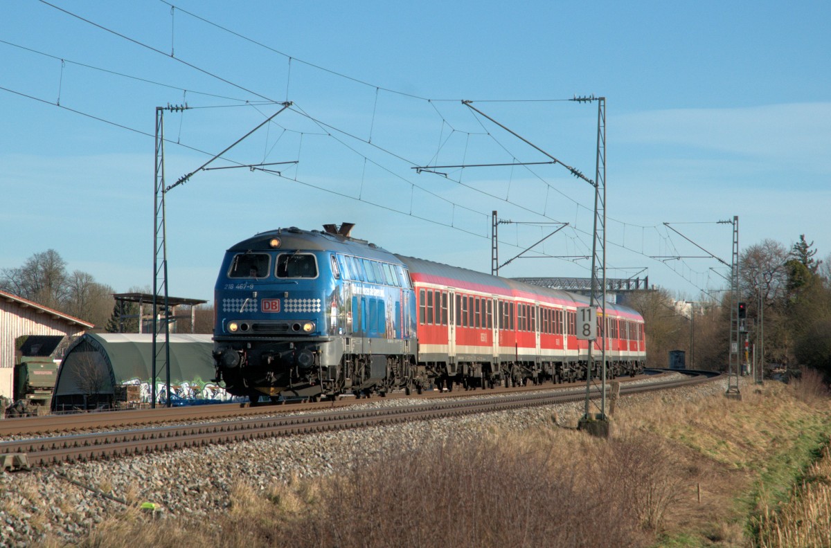 218 467 am 10.01.15 unterwegs nach Füssen bei München-Aubing