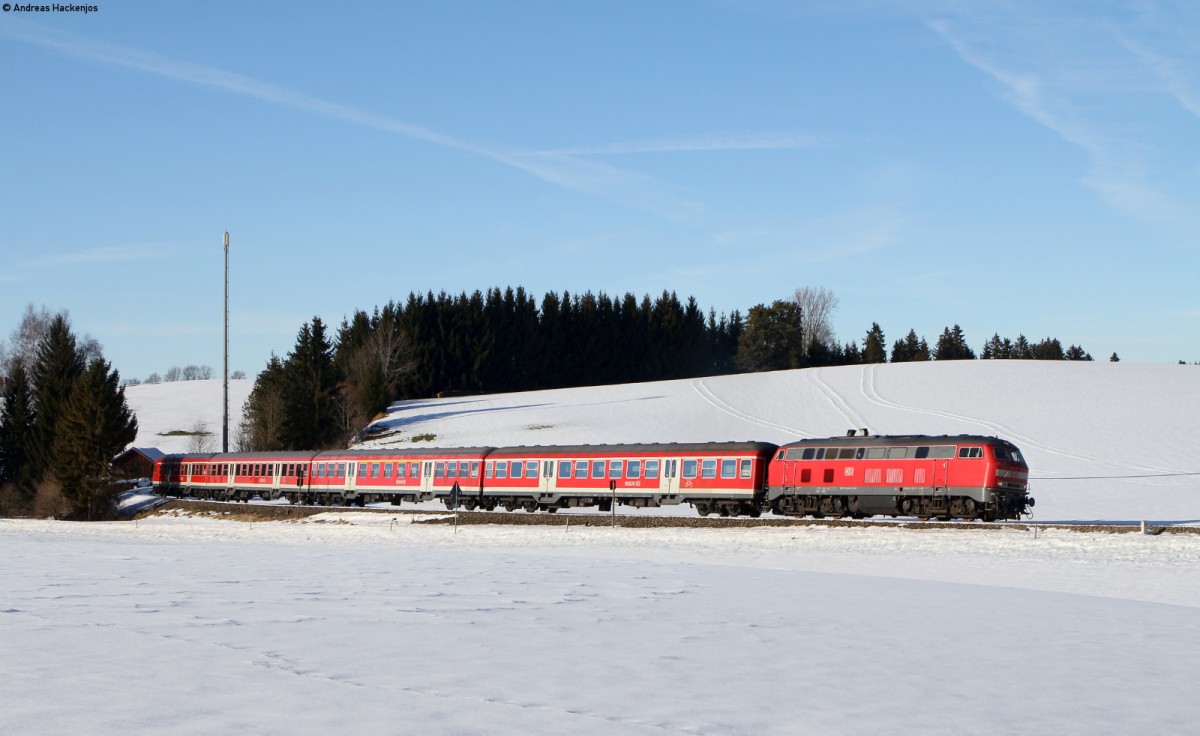 218 469-5 mit dem RE 57510 (München Hbf-Füssen) bei Seeg 19.2.15