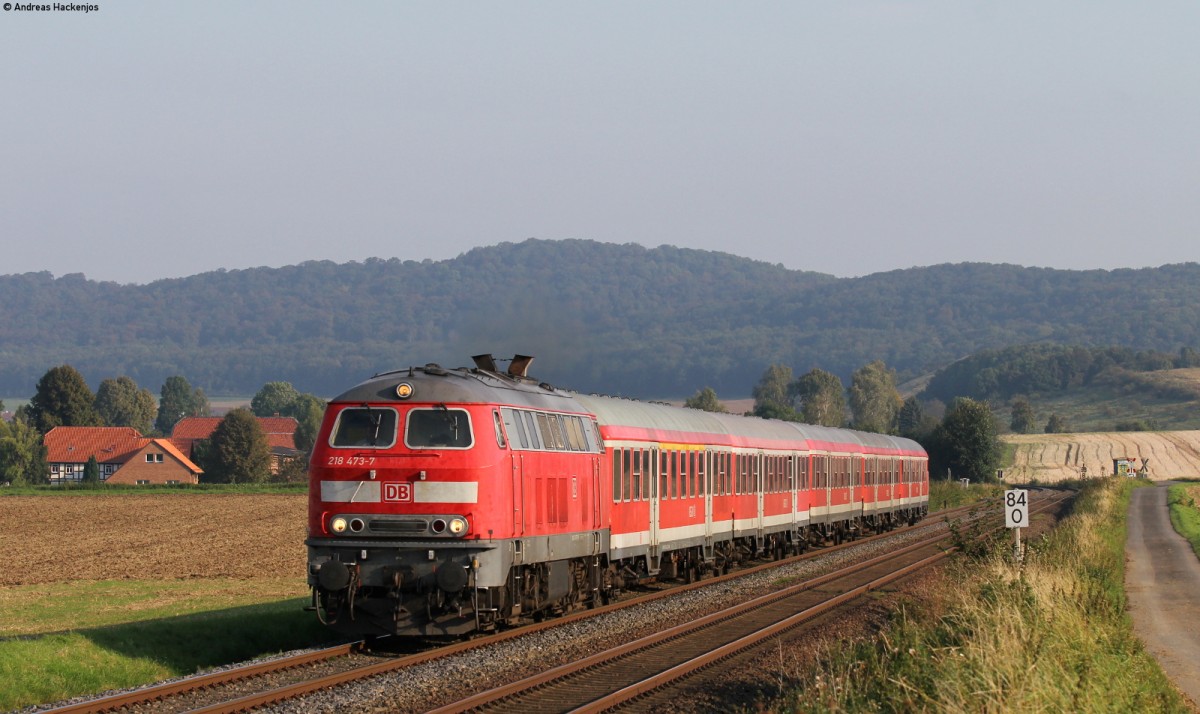 218 473-7 mit dem RE 14063 (Hannover Hbf-Bad Harzburg) bei Heißum 4.9.14