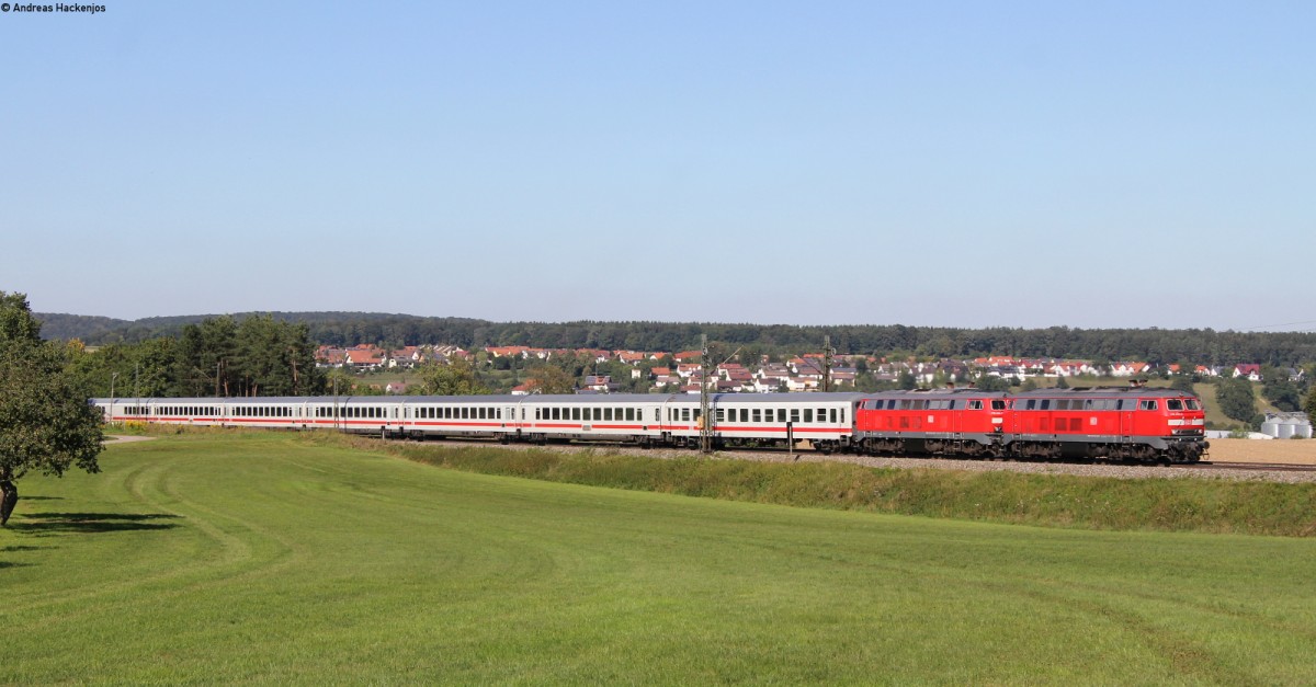 218 476-0 und 218 494-3 mit dem IC 2013 (Magdeburg Hbf-Oberstdorf) bei Vorderdenkental 5.9.13