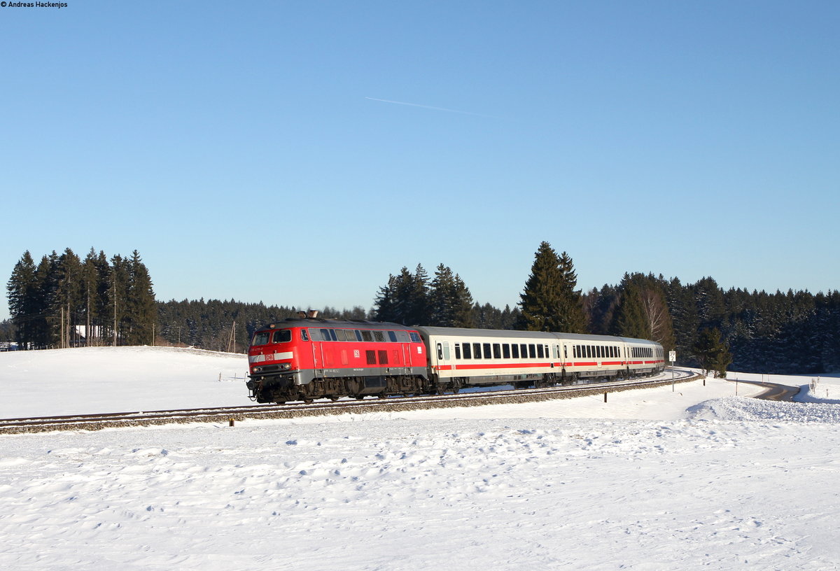 218 476-0 mit dem IC 2085  Nebelhorn  (Augsburg Hbf-Oberstdorf) bei Unterthingau 21.1.17