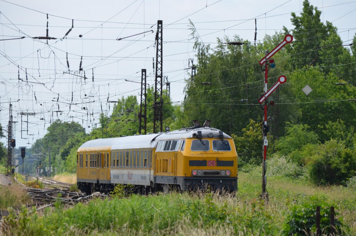 218 477-8 mit DB Netz Instanthaltungszug in Leipzig Schönefeld 15.06.2015