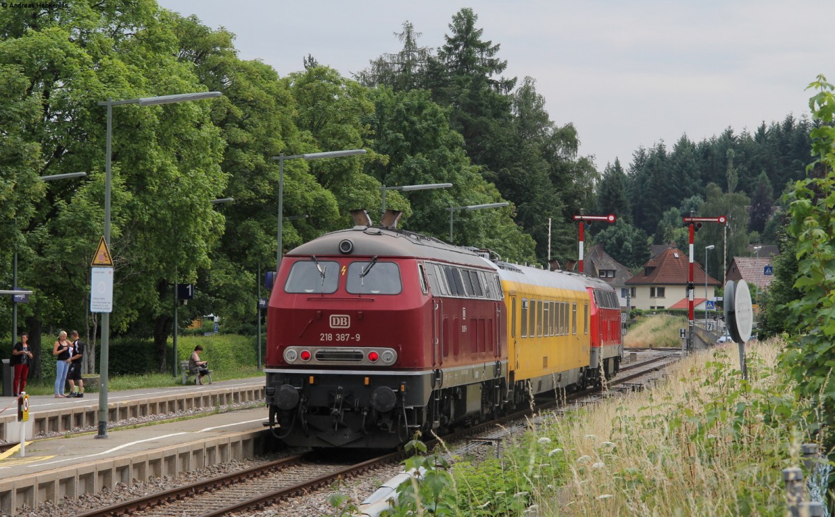 218 480-2 und 218 387-9 mit dem MESF 48120 (Freiburg(Brsg)Hbf-Donaueschingen) bei in Lffingen 17.7.13