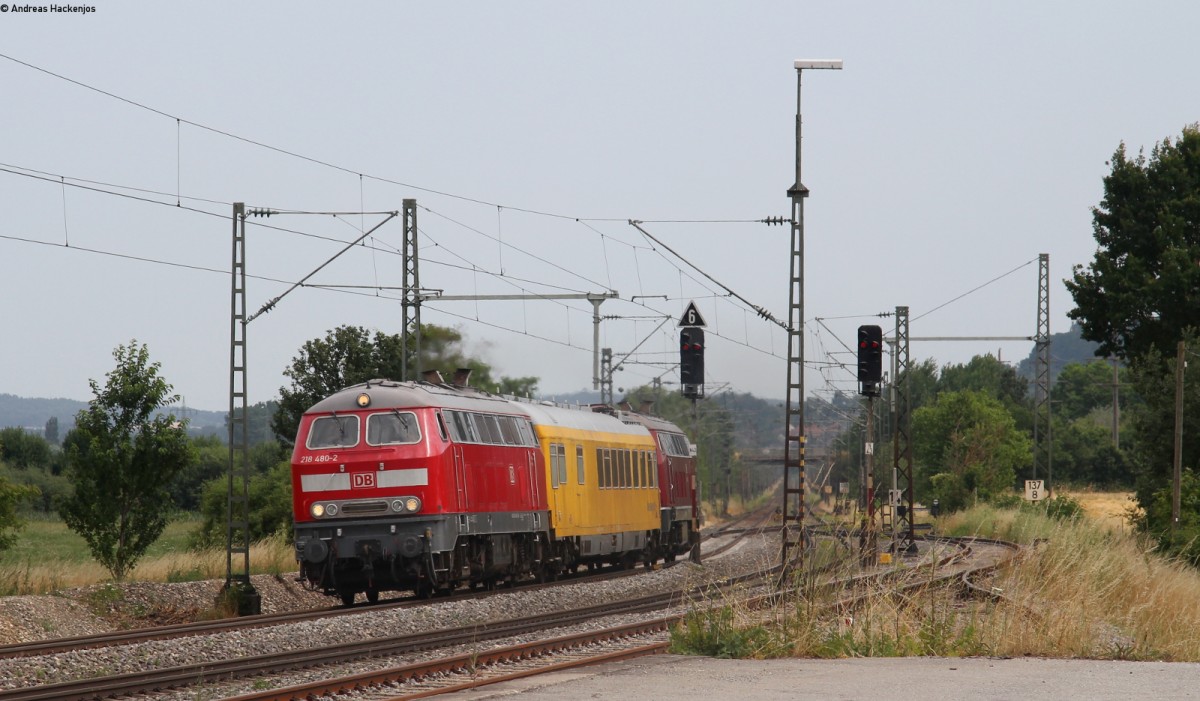 218 480-2 und 218 387-9 mit dem MESF 48124 (Singen(Htw)-Offenburg) bei Welschingen 17.7.13