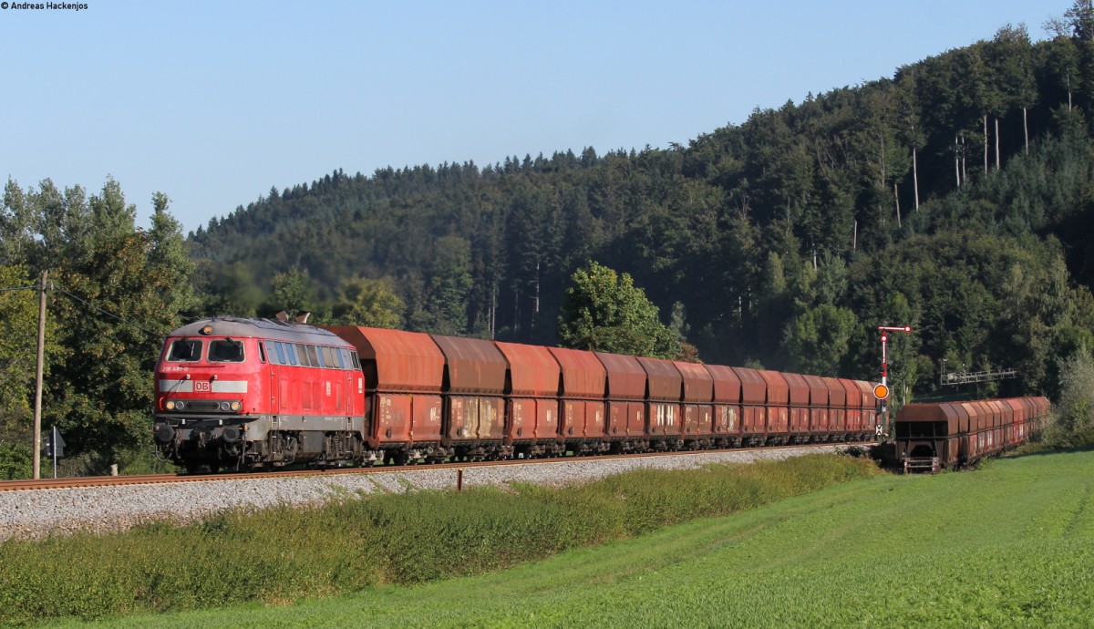 218 481-0 mit dem GB 74825 (Roberg-Lindau Reutin) bei Roberg 4.9.13