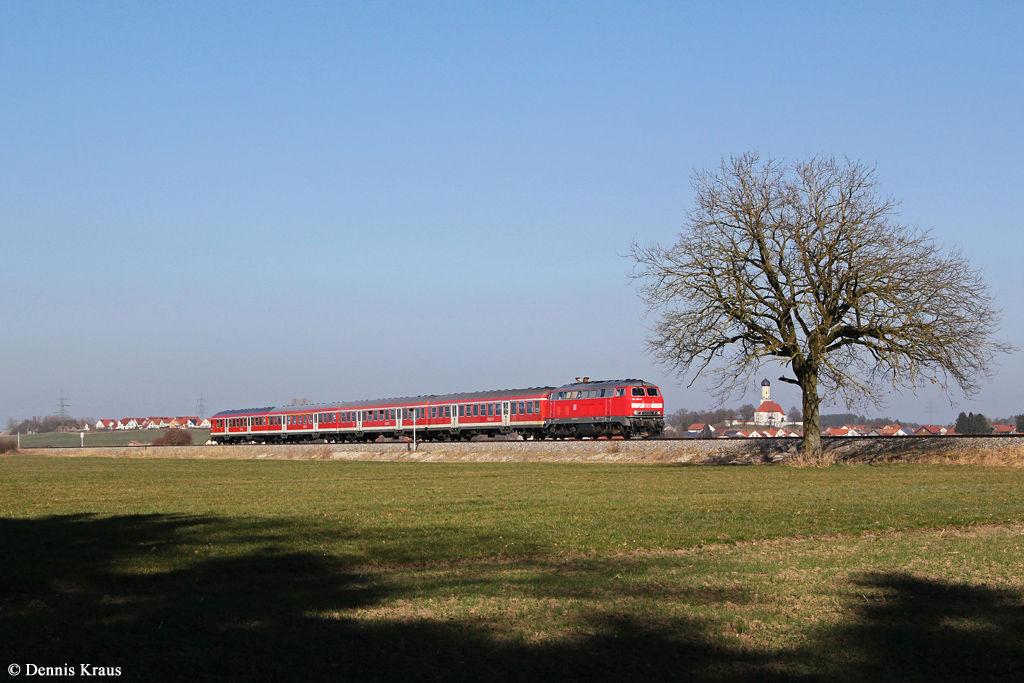 218 486 mit RE 57501 am 09.03.2014 bei Weinhausen.